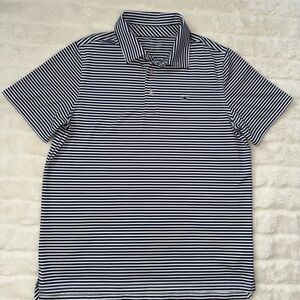 Vineyard Vines Striped Navy and White Polo Shirt - Boys L